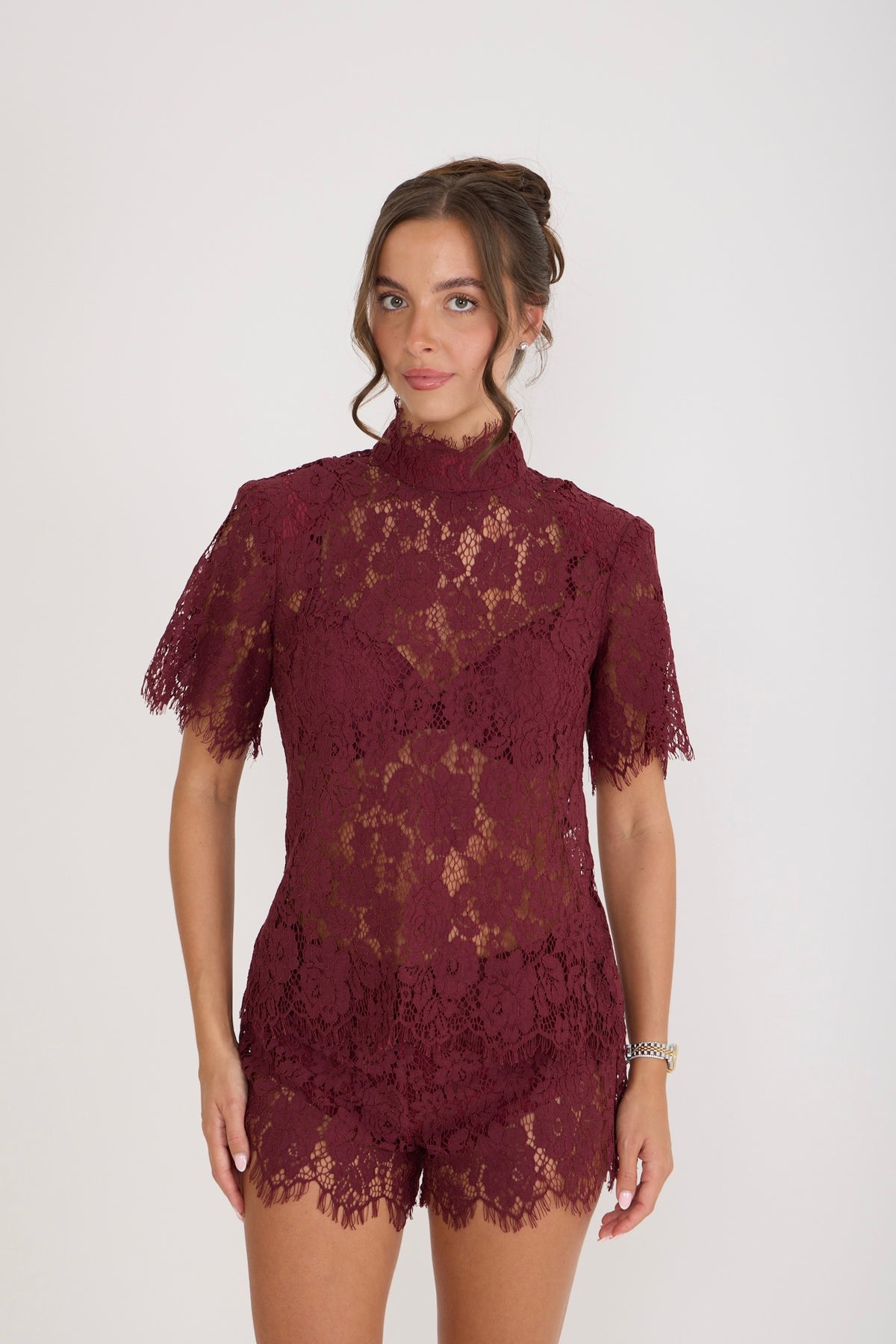 Isabelle Lace T-Shirt | Wine
