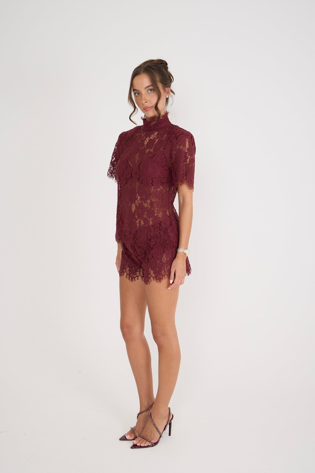 Isabelle Lace Shorts | Wine