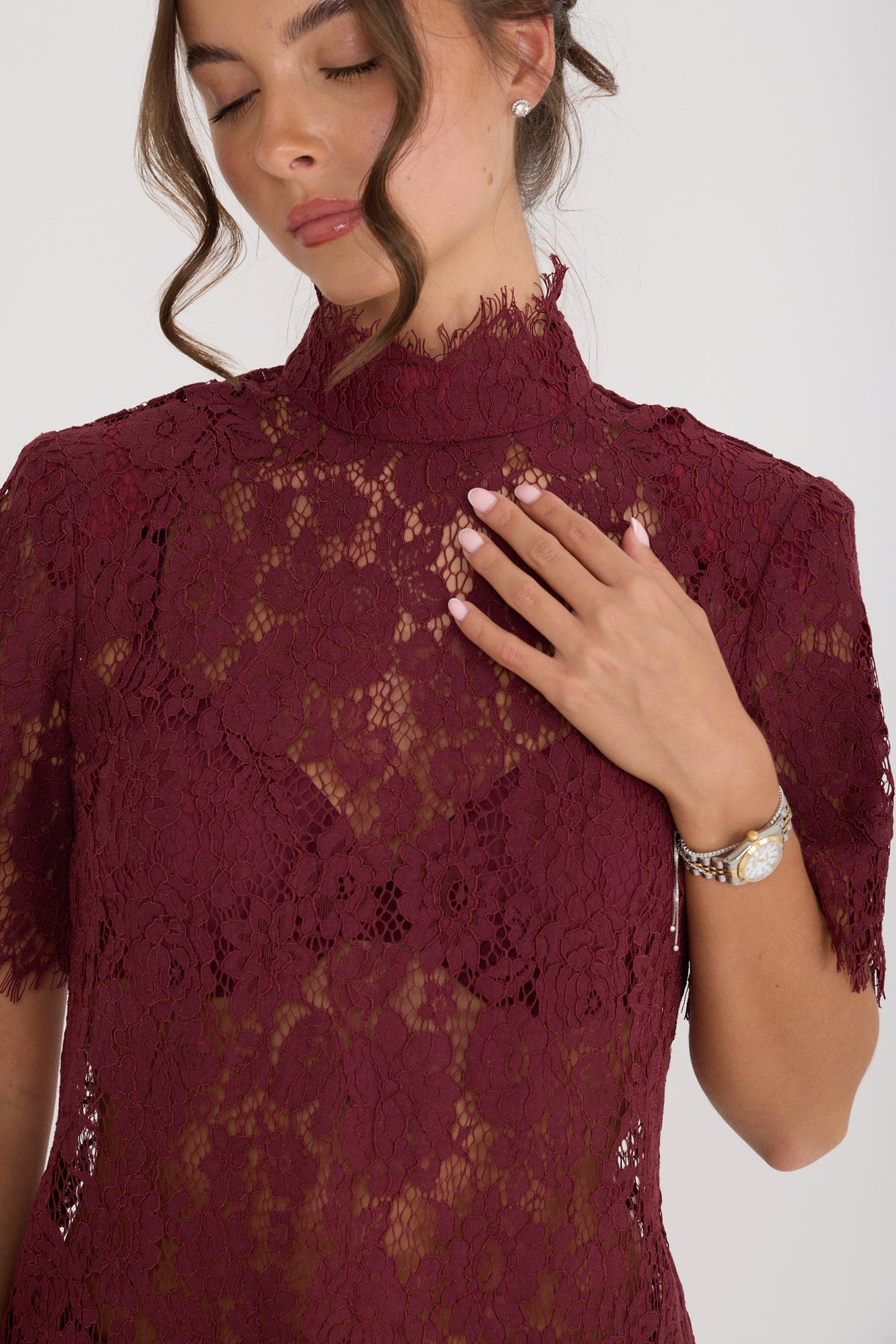 Isabelle Lace T-Shirt | Wine