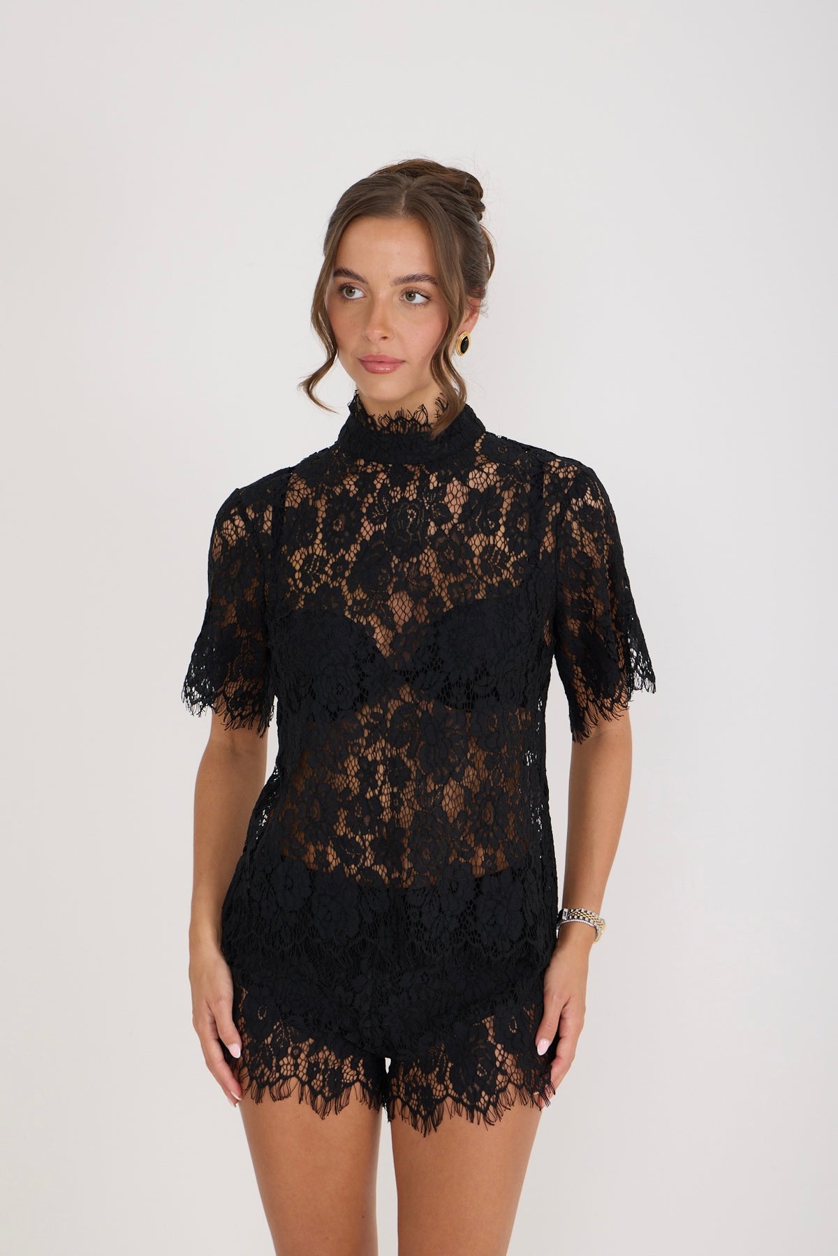 Isabelle Lace T-Shirt | Black