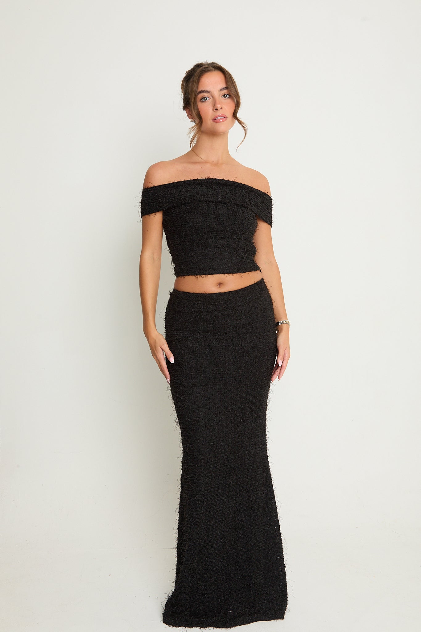 Claudia Fluffy Maxi Skirt | Black