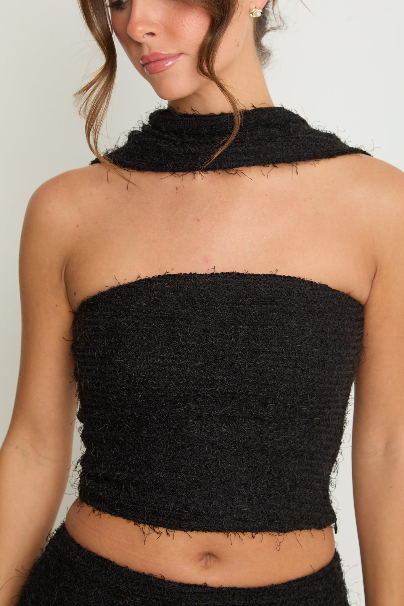 Claudia Fluffy Bandeau Top | Black
