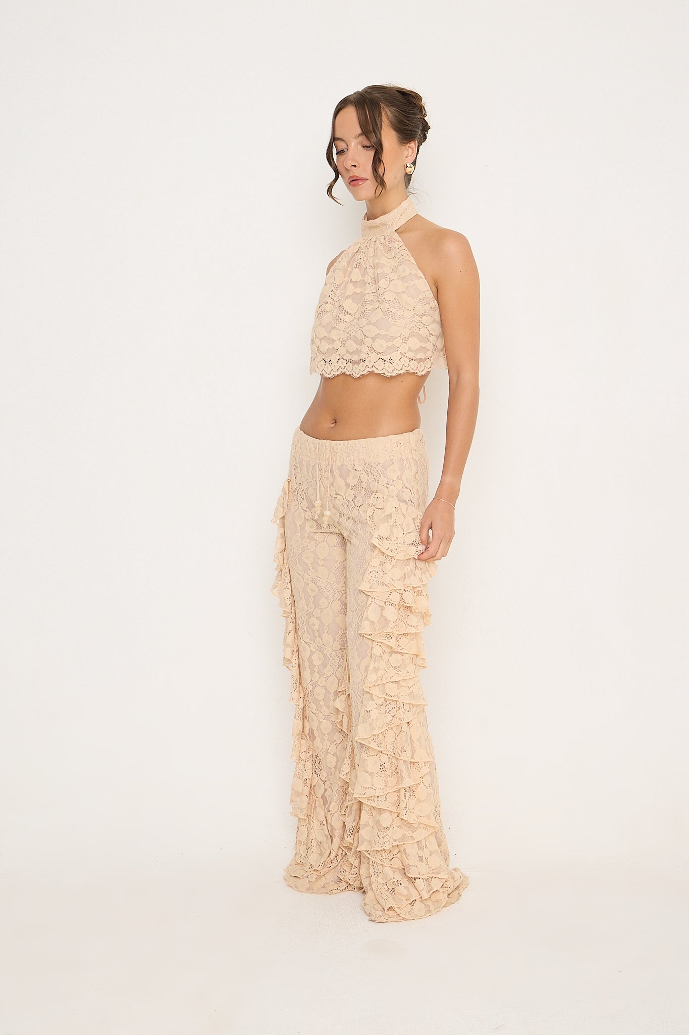 Sydney Lace Ruffle Trousers | Beige *dispatch 10th June*