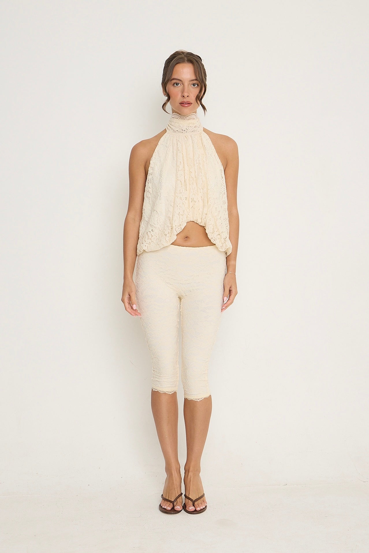 Sophia Lace Sleeveless Top | Cream