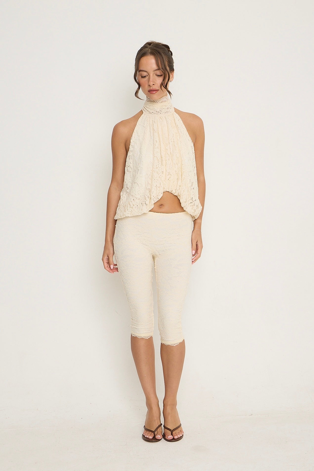 Sophia Lace Capris | Cream