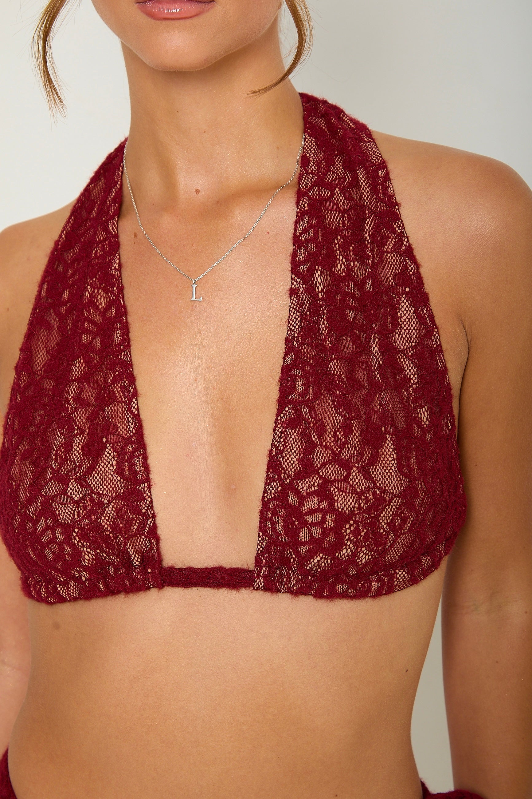 Cara Lace Bikini Top | Burgundy