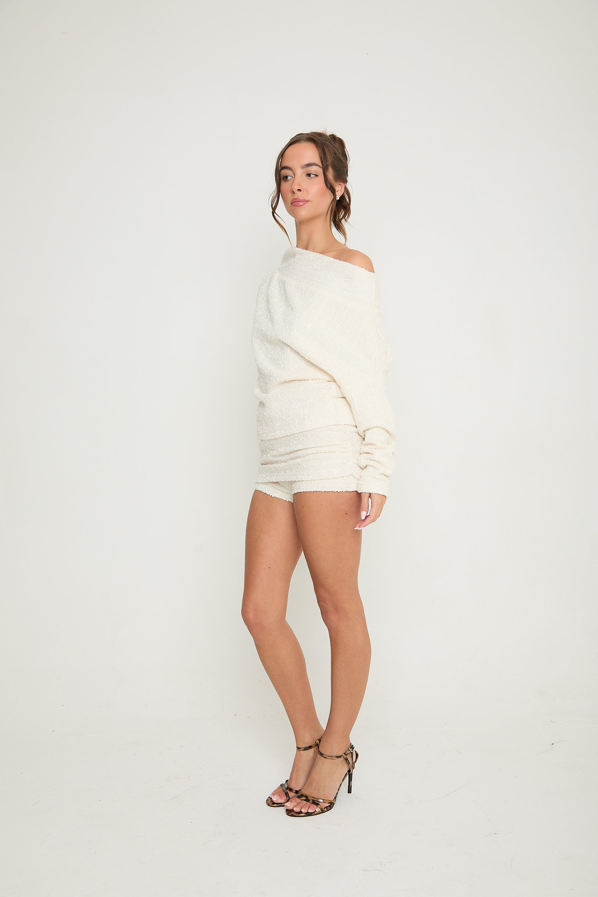 Lily Mini Ruched Shorts | Cream