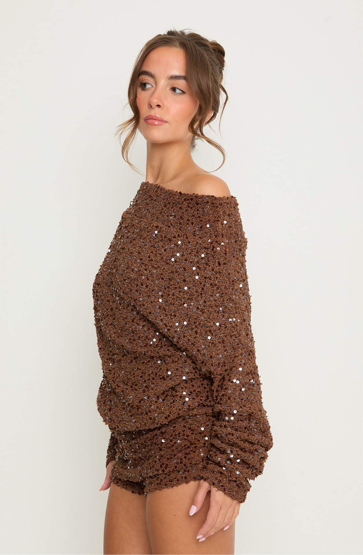 Lily One Shoulder Jumper | Brown