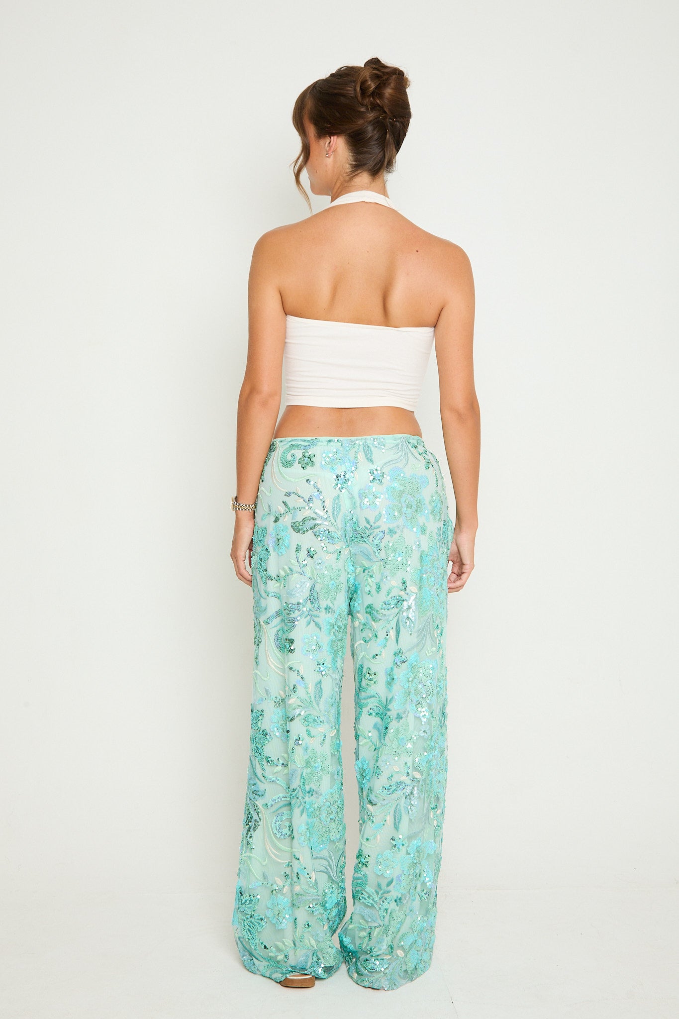 Saffie Sequin Trousers | Aqua