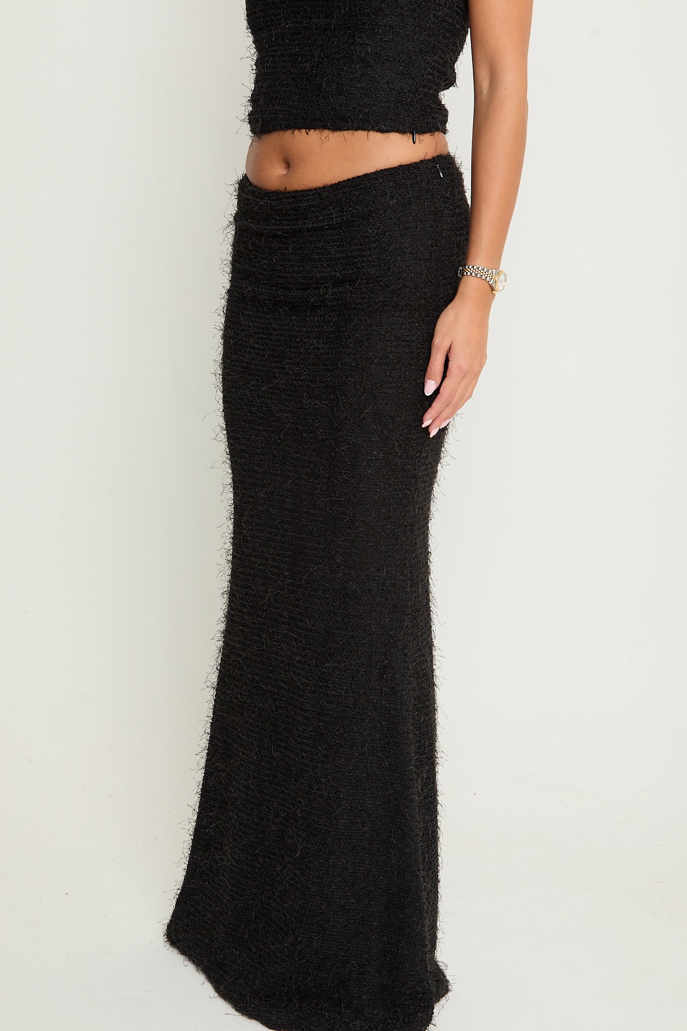 Claudia Fluffy Maxi Skirt | Black