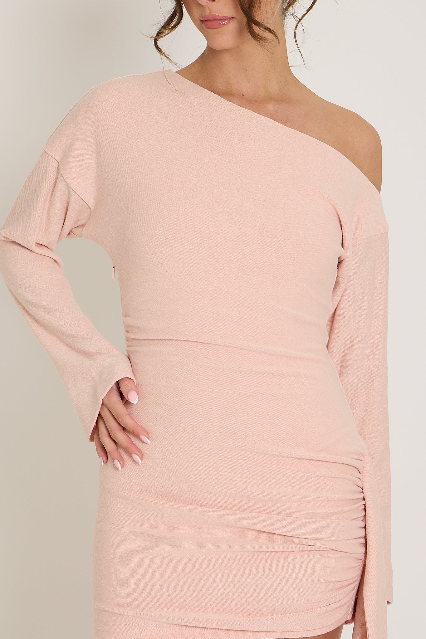Hailey Asymmetric Drape Dress | Pink