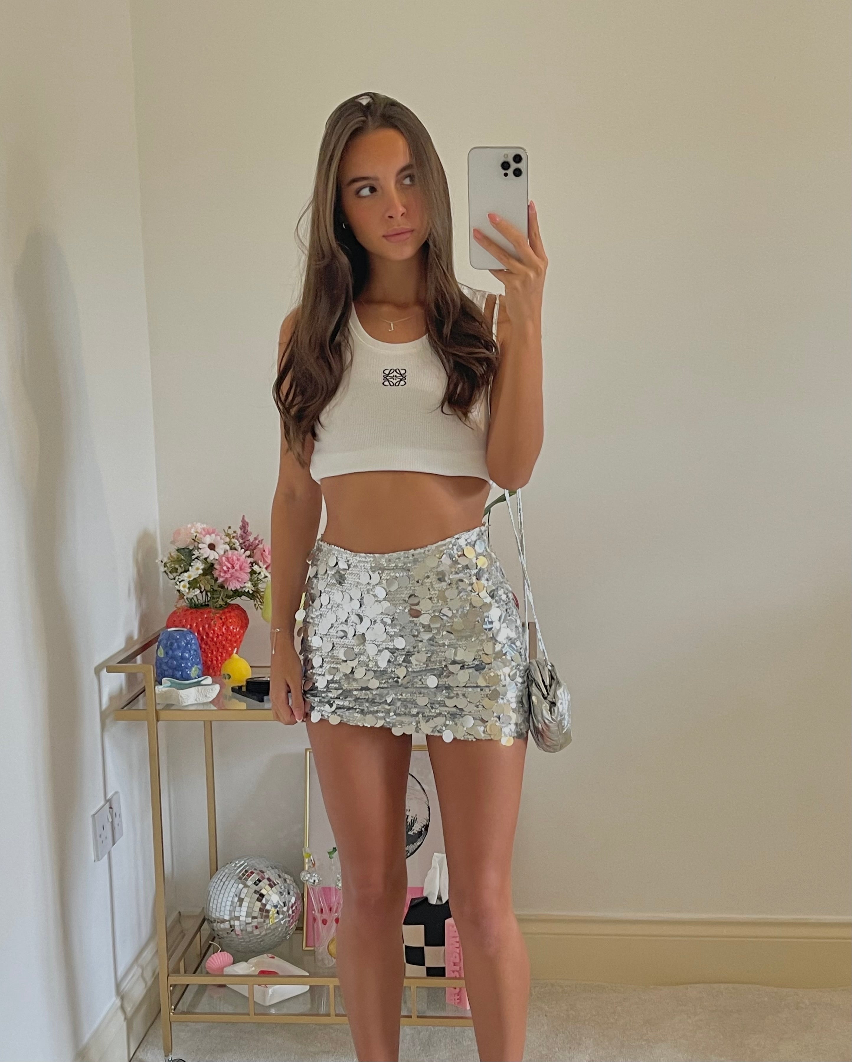 Silver Sequin Disco Skirt