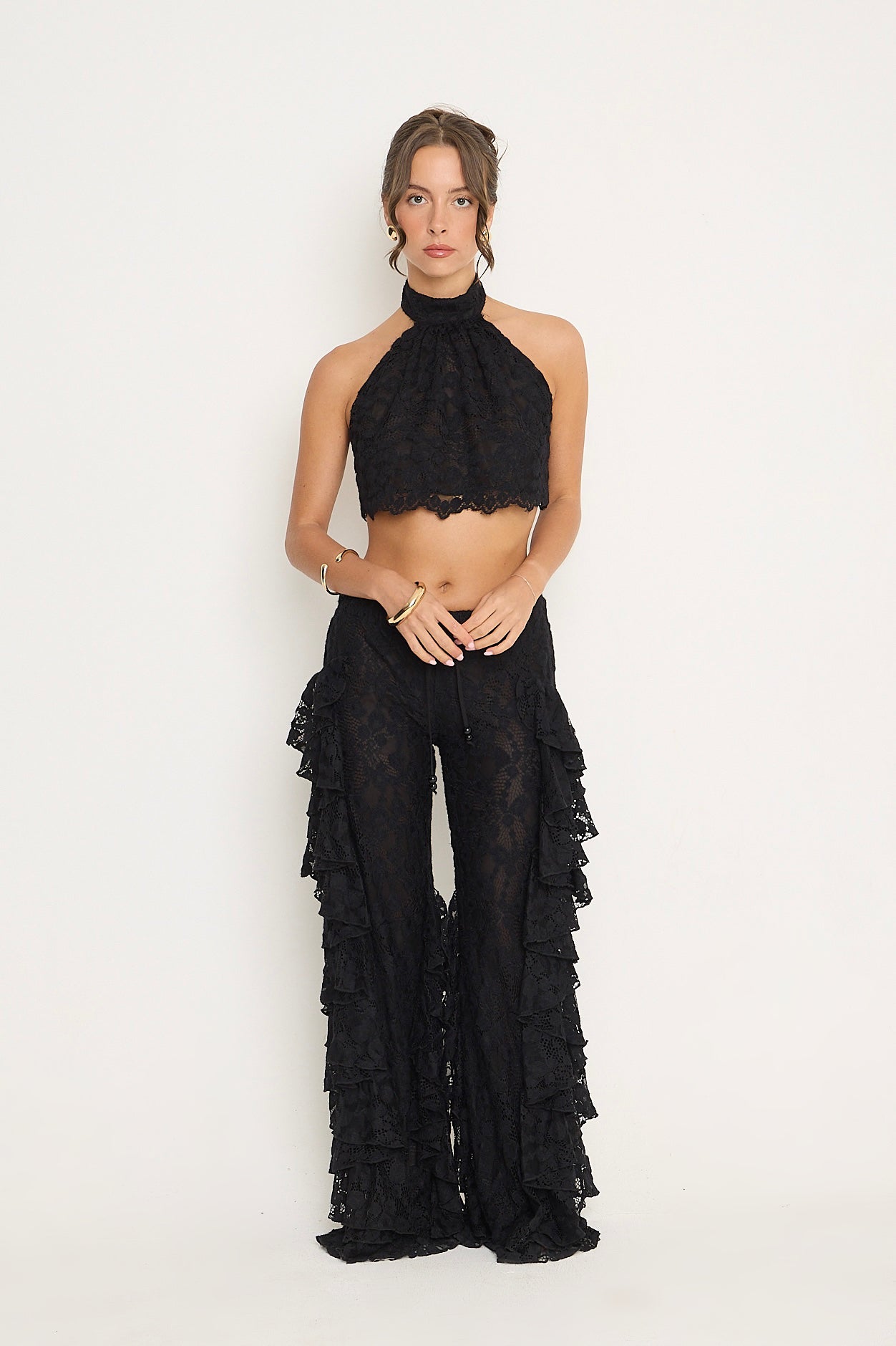 Sydney Lace Ruffle Trousers | Black *dispatch 10th June*