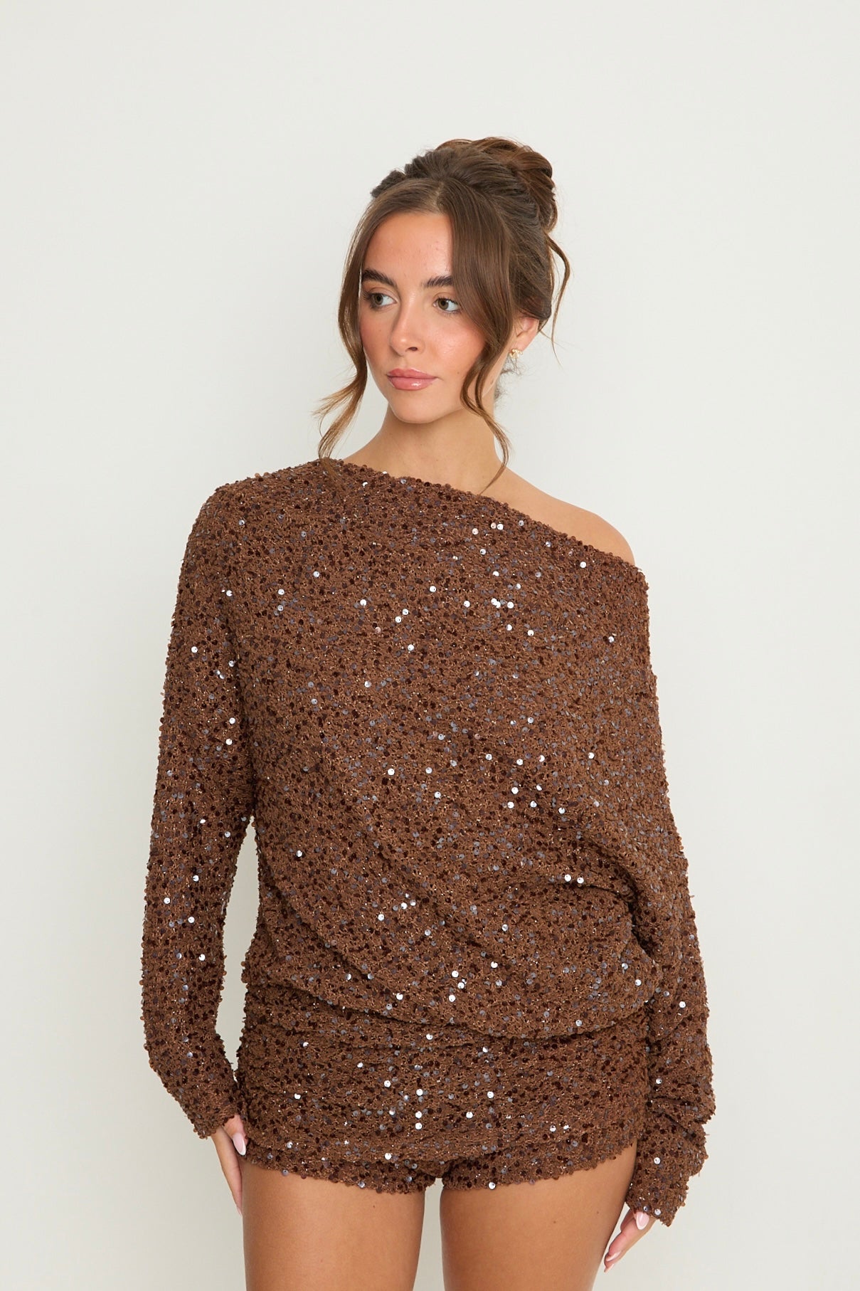 Lily One Shoulder Jumper | Brown