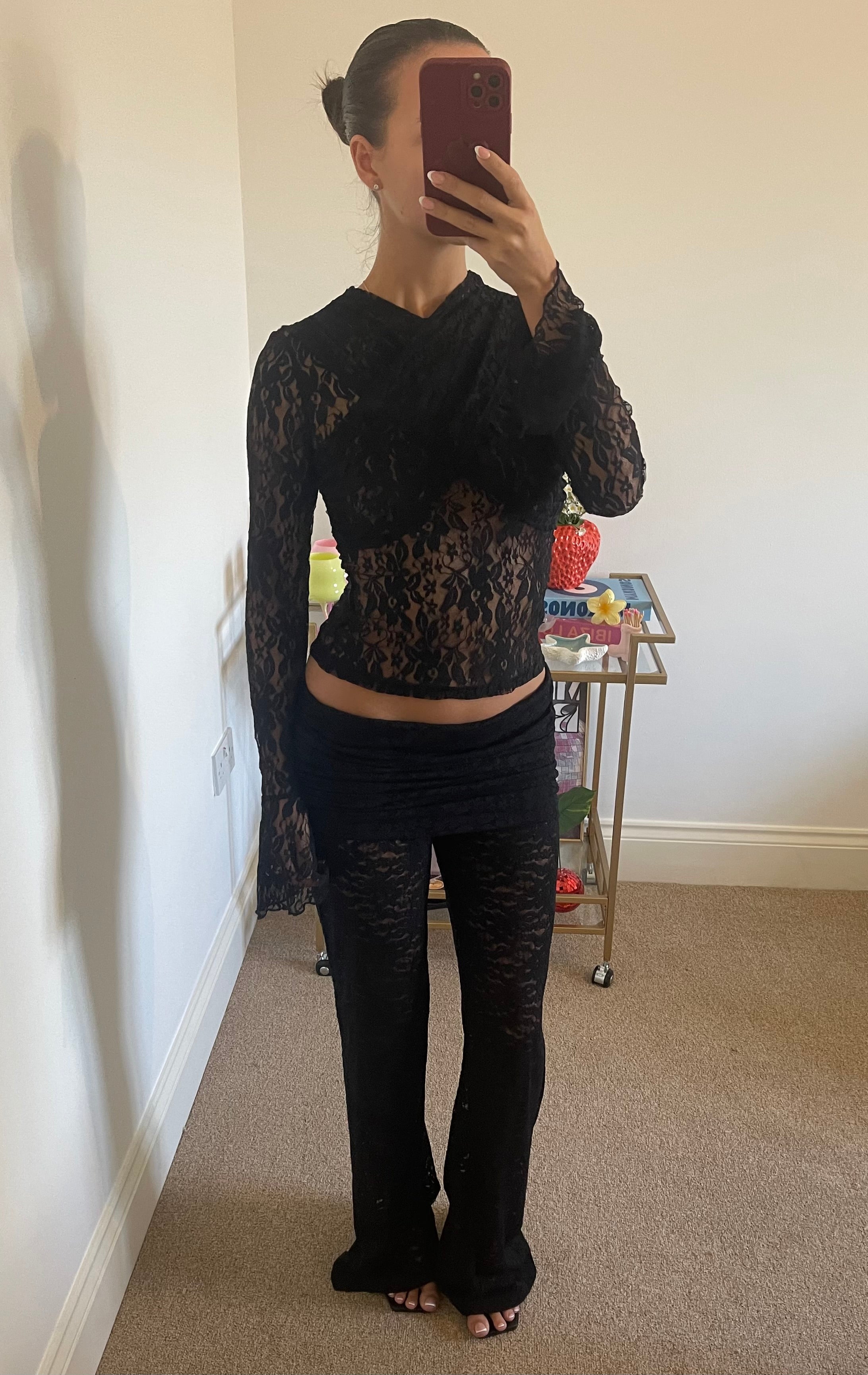 Black Lace Long Sleeve Top