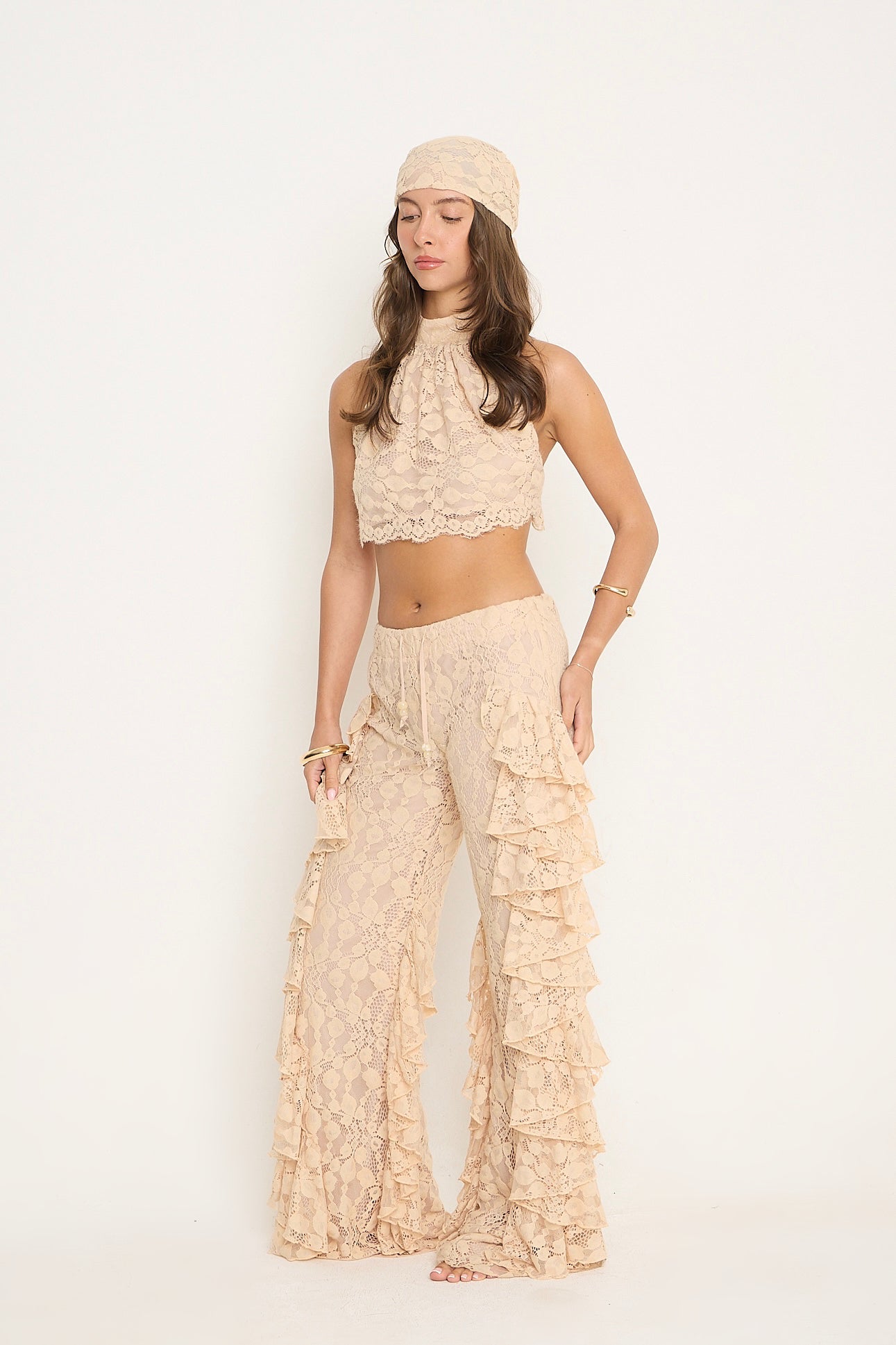 Sydney Lace Ruffle Trousers | Beige *dispatch 10th June*