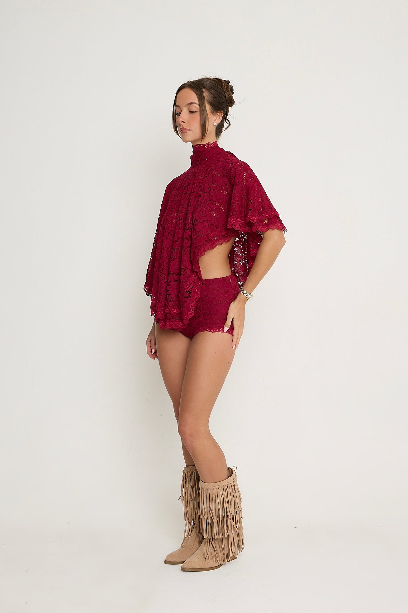 Carmen Lace Shorts | Burgundy *dispatch 18th May*