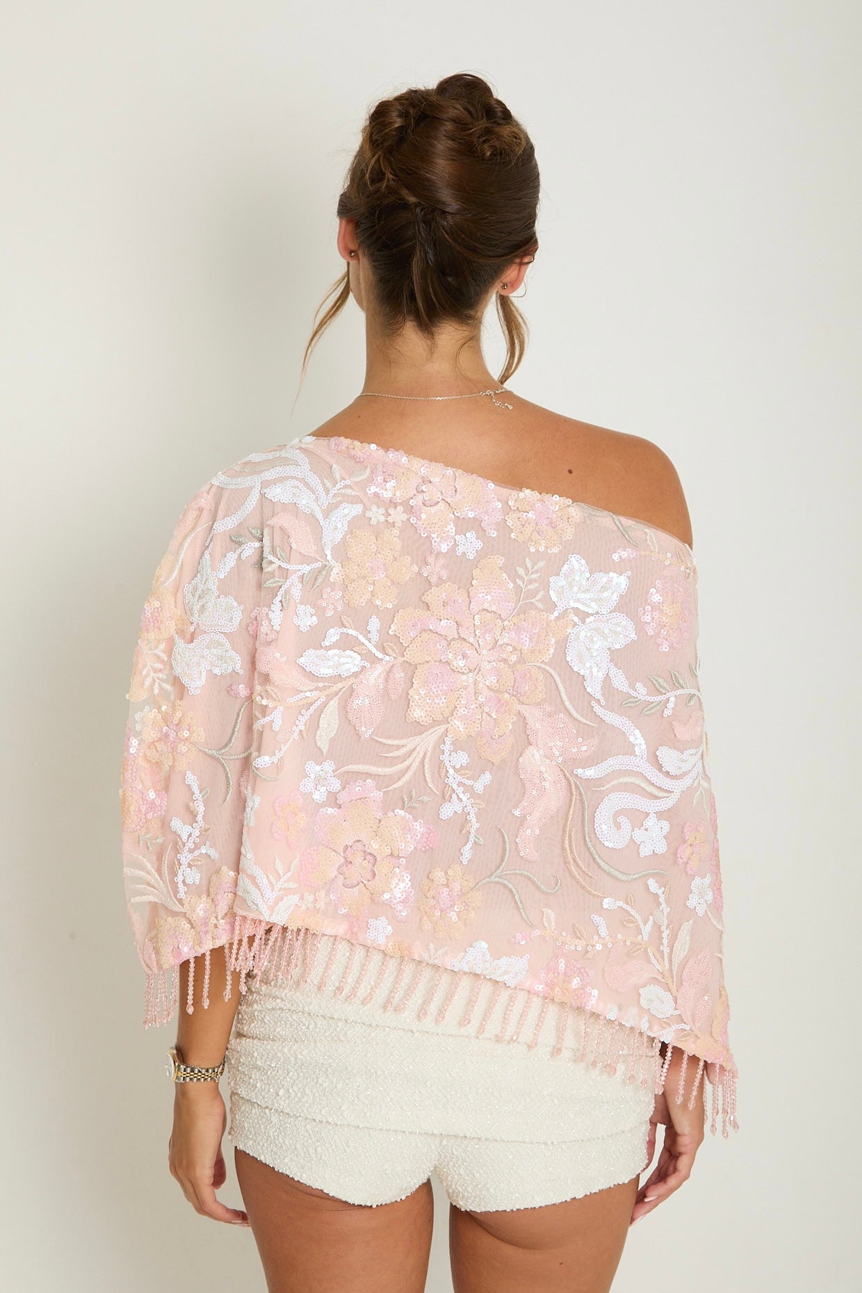 Paloma Sequin Poncho | Pink