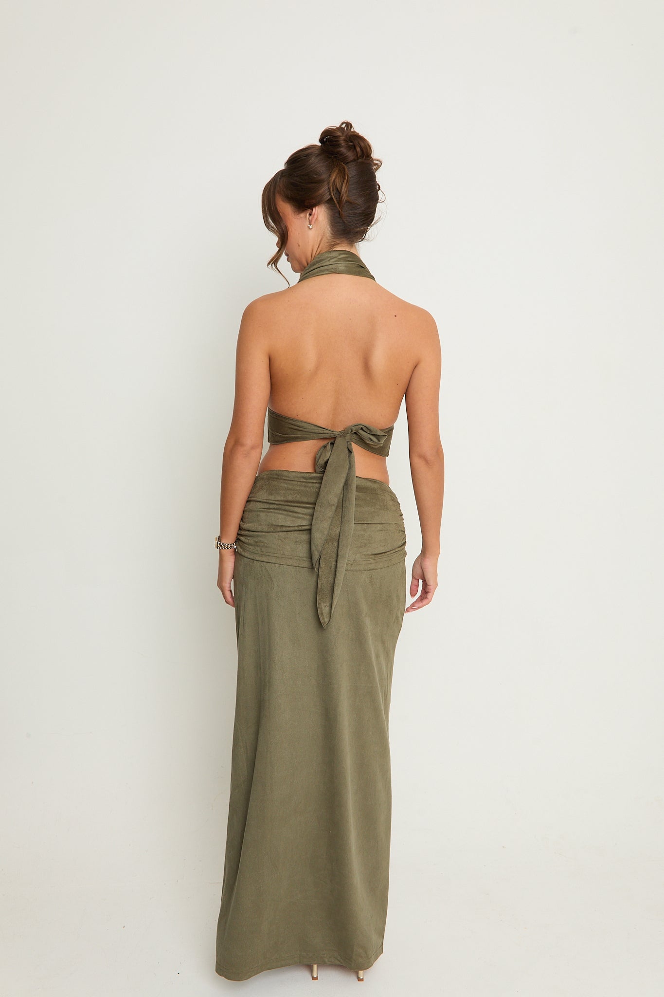 Poppy Suede Maxi Skirt | Khaki