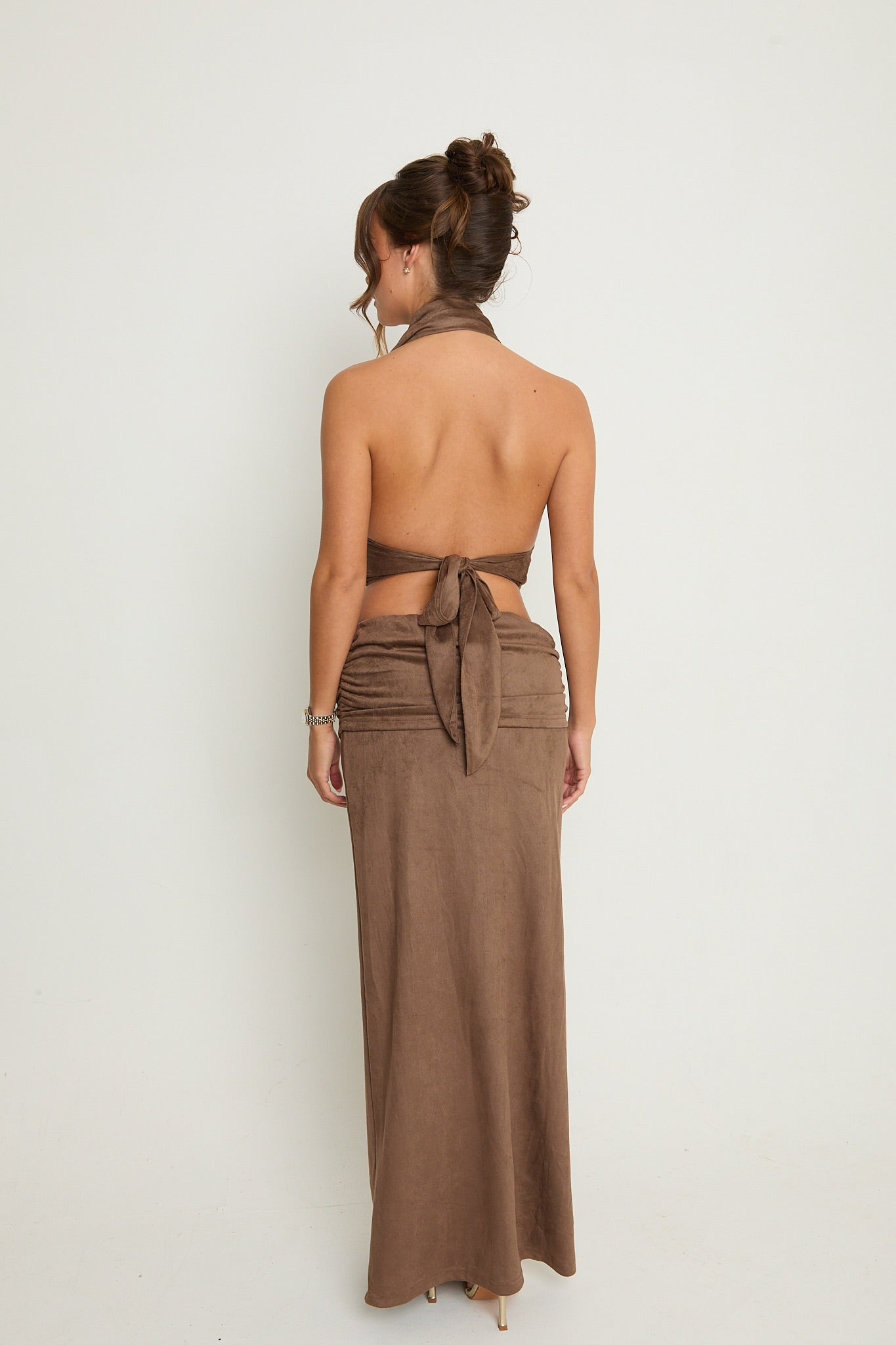 Poppy Suede Maxi Skirt | Brown