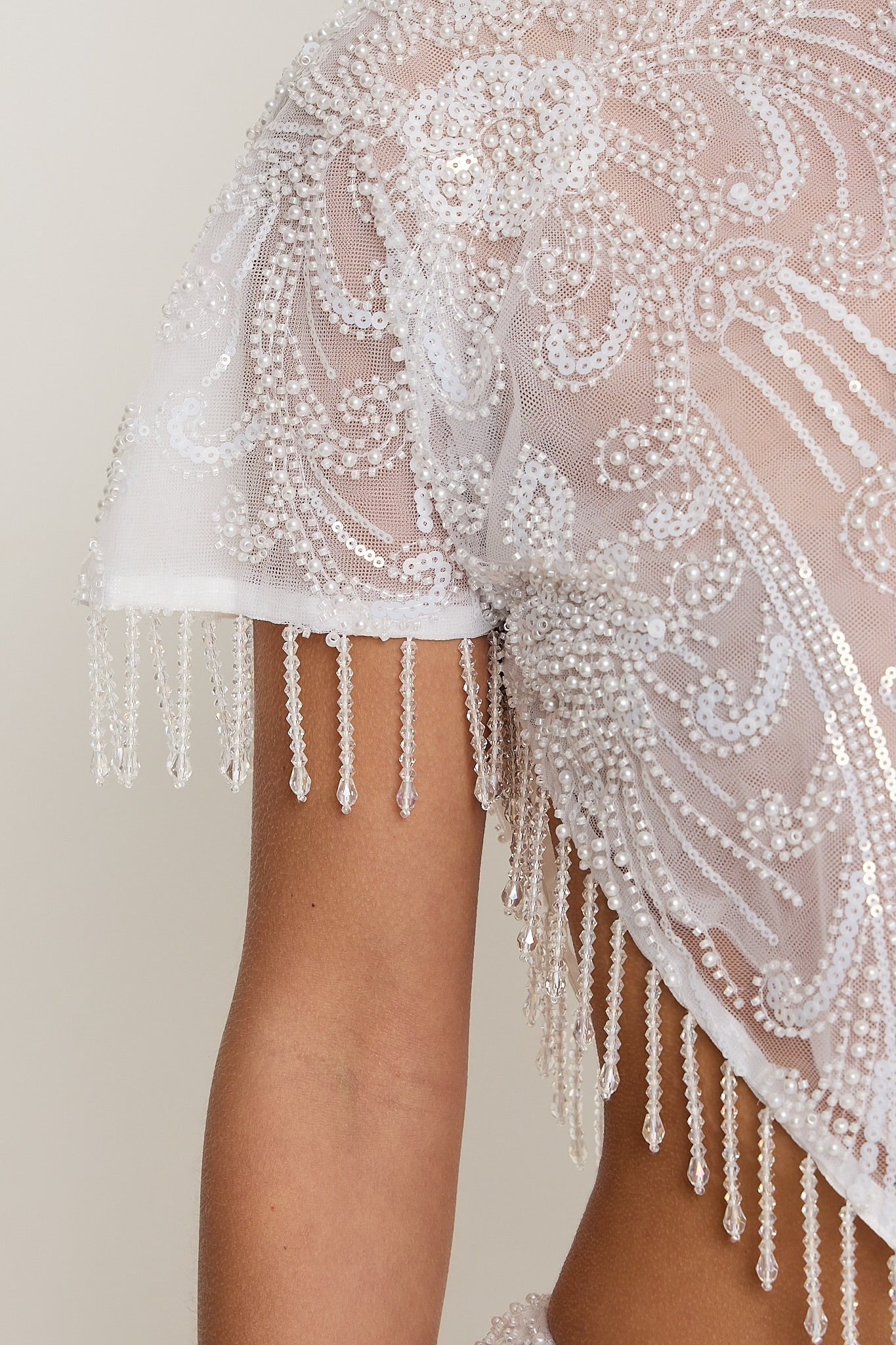 Krissy Beaded Sheer Top | White *dispatch 12th May*
