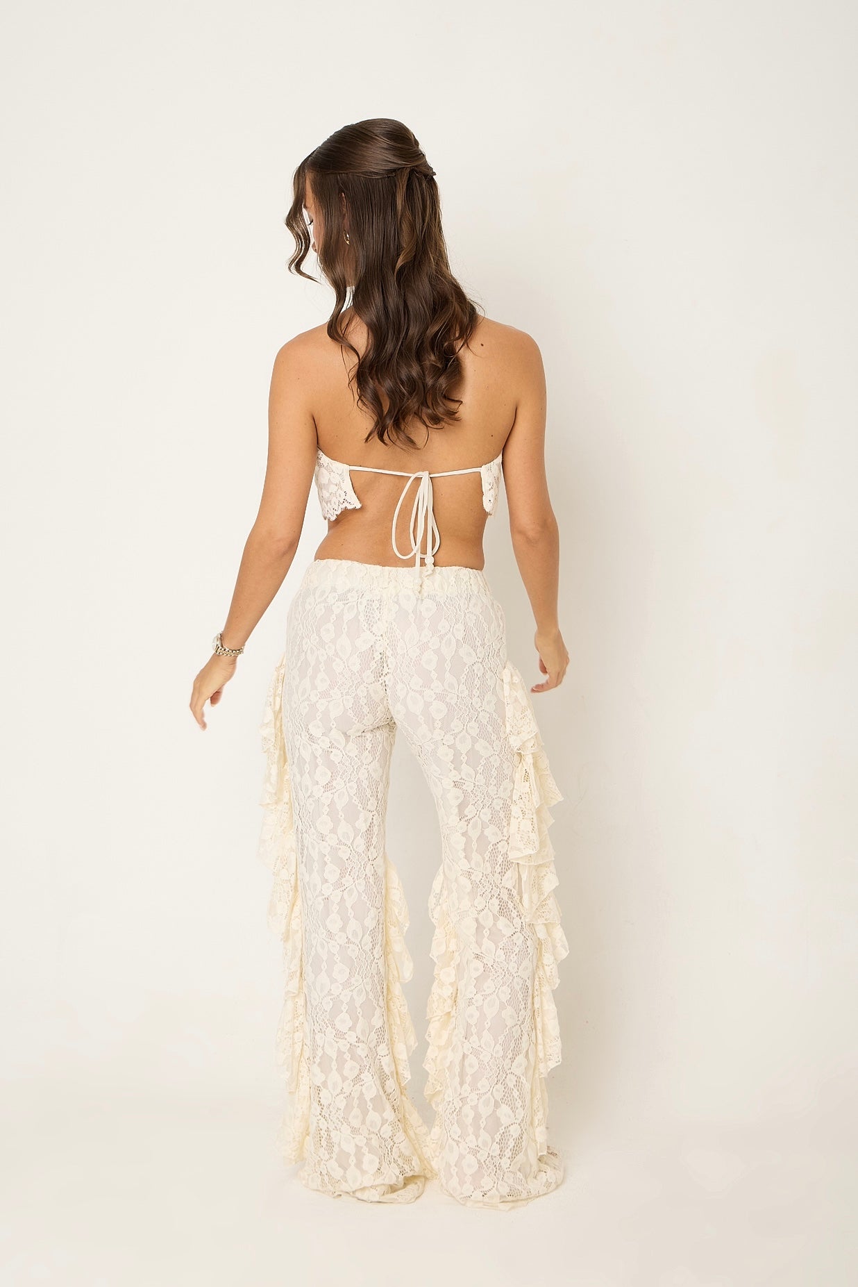 Sydney Lace Ruffle Trousers | Cream