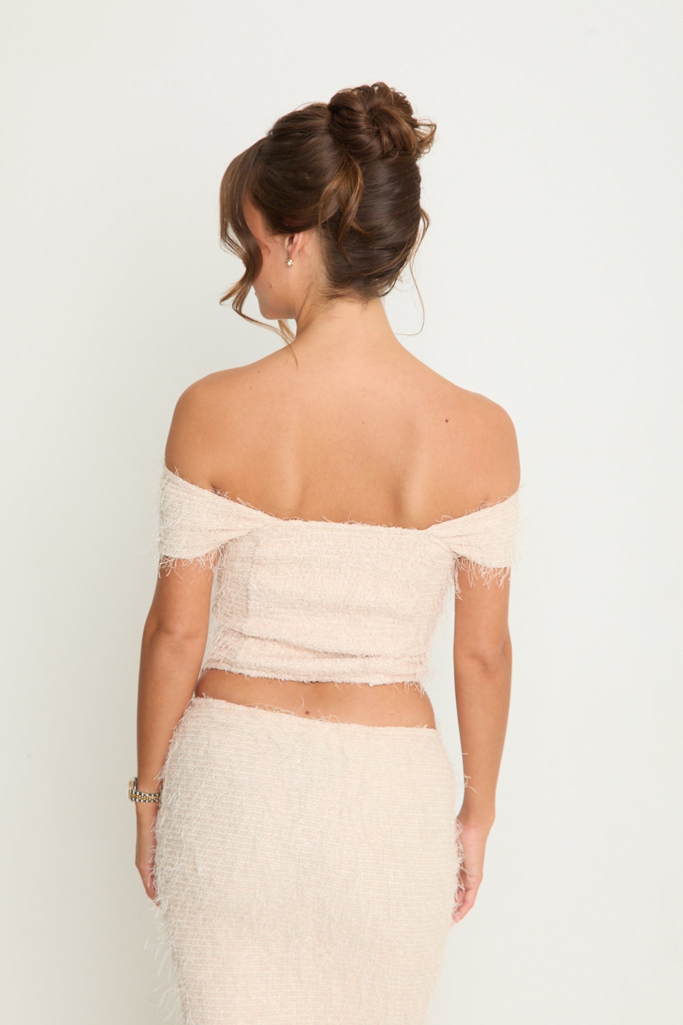 Claudia Fluffy Bandeau Top | Nude