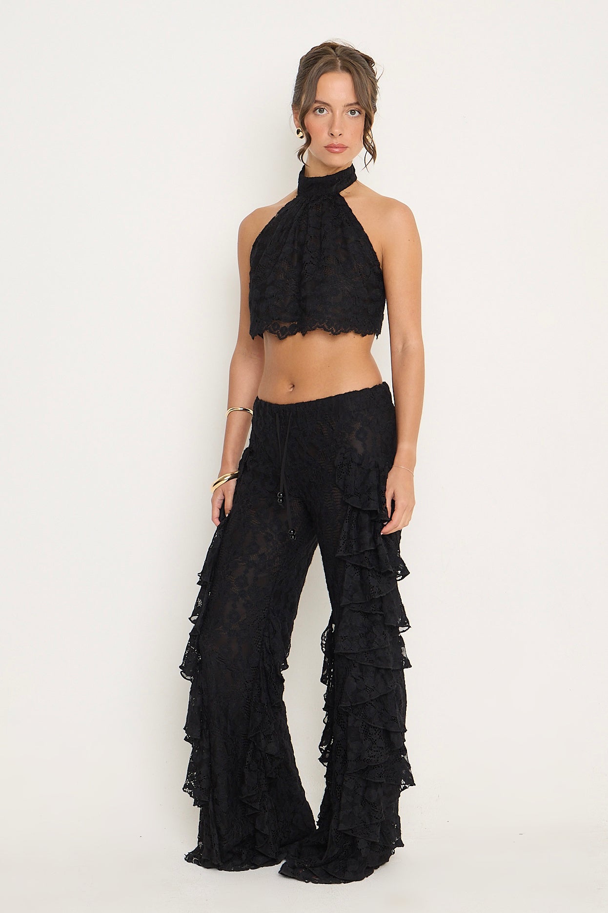Sydney Lace Ruffle Trousers | Black *dispatch 10th June*