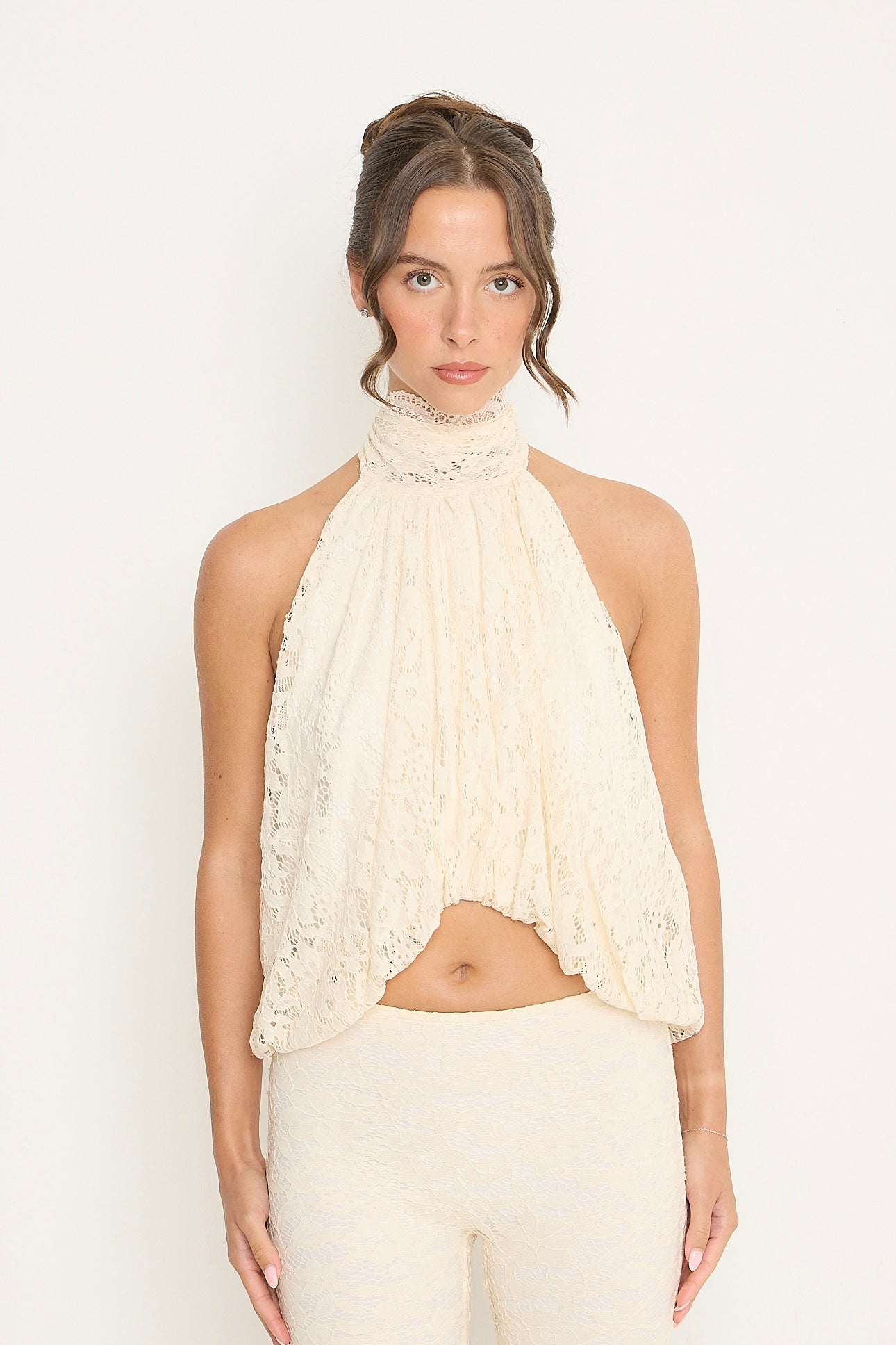 Sophia Lace Sleeveless Top | Cream