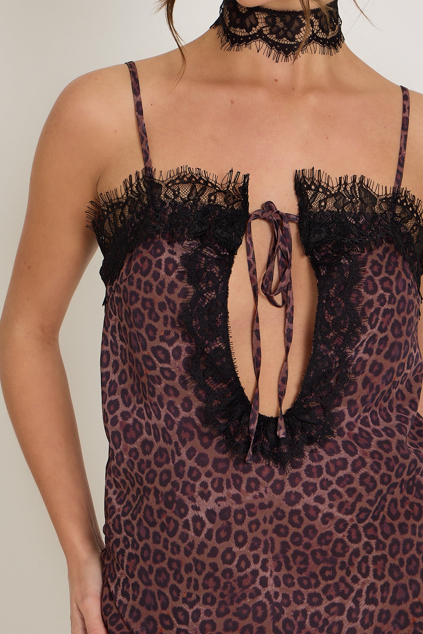 Gigi Lace Top & Choker | Leopard