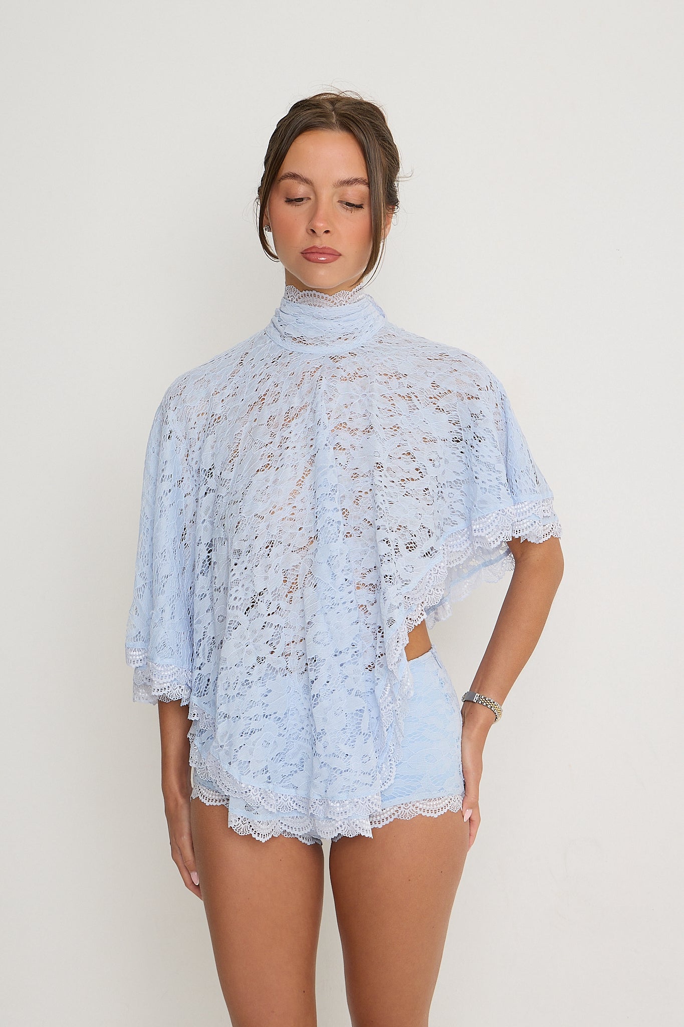 Carmen Lace Top | Powder Blue *dispatch 18th May*