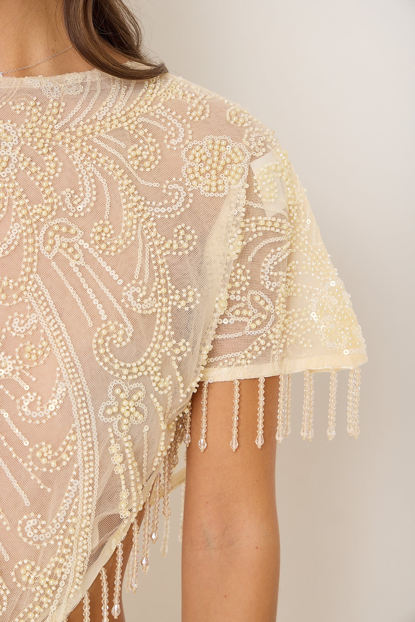 Krissy Beaded Sheer Top | Lemon