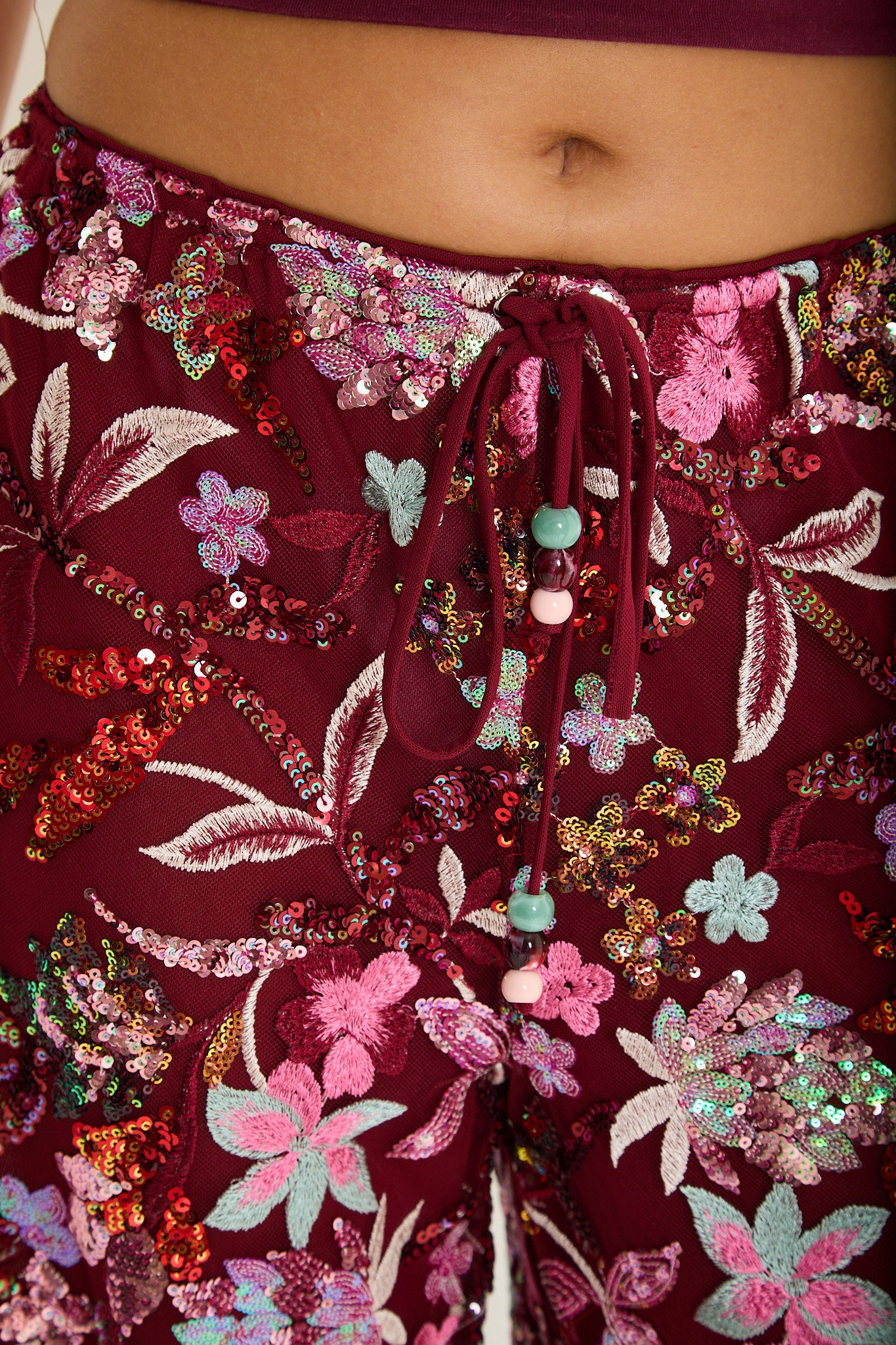 Saffie Sequin Trousers | Burgundy