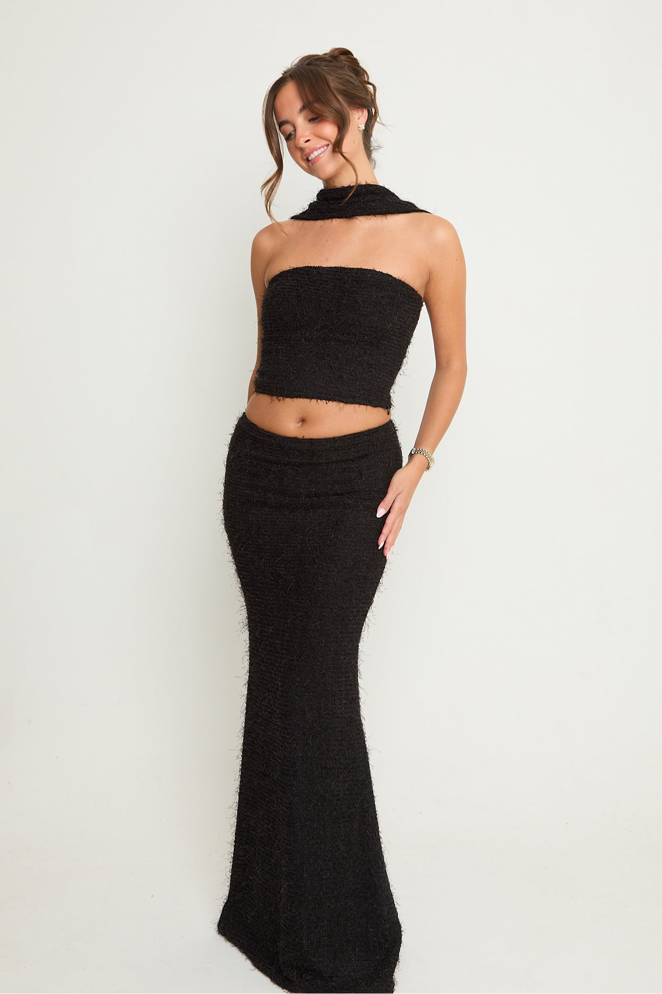Claudia Fluffy Maxi Skirt | Black