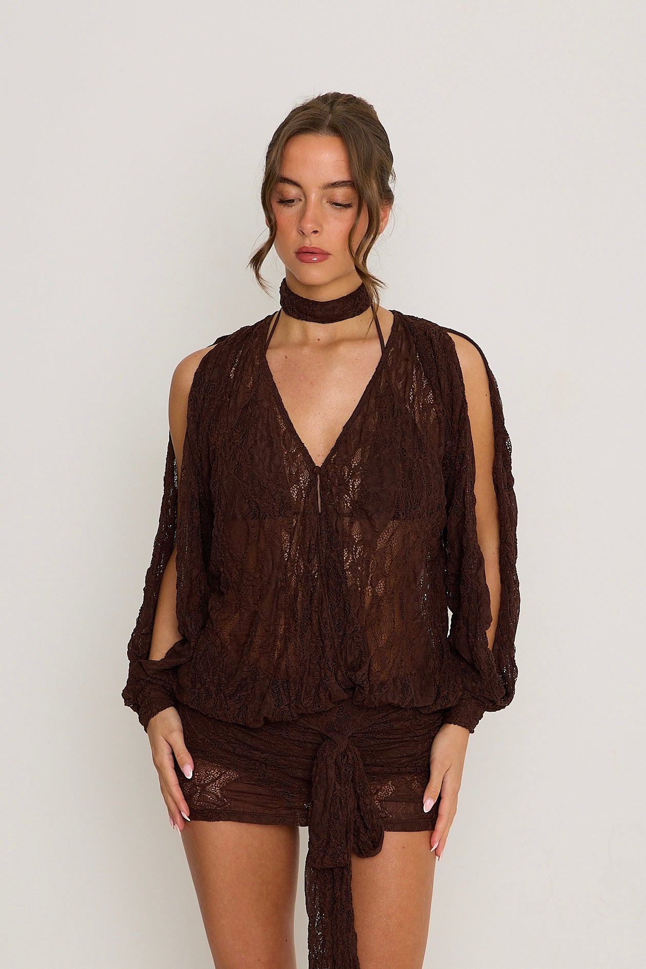 Jessica Lace Dress | Brown